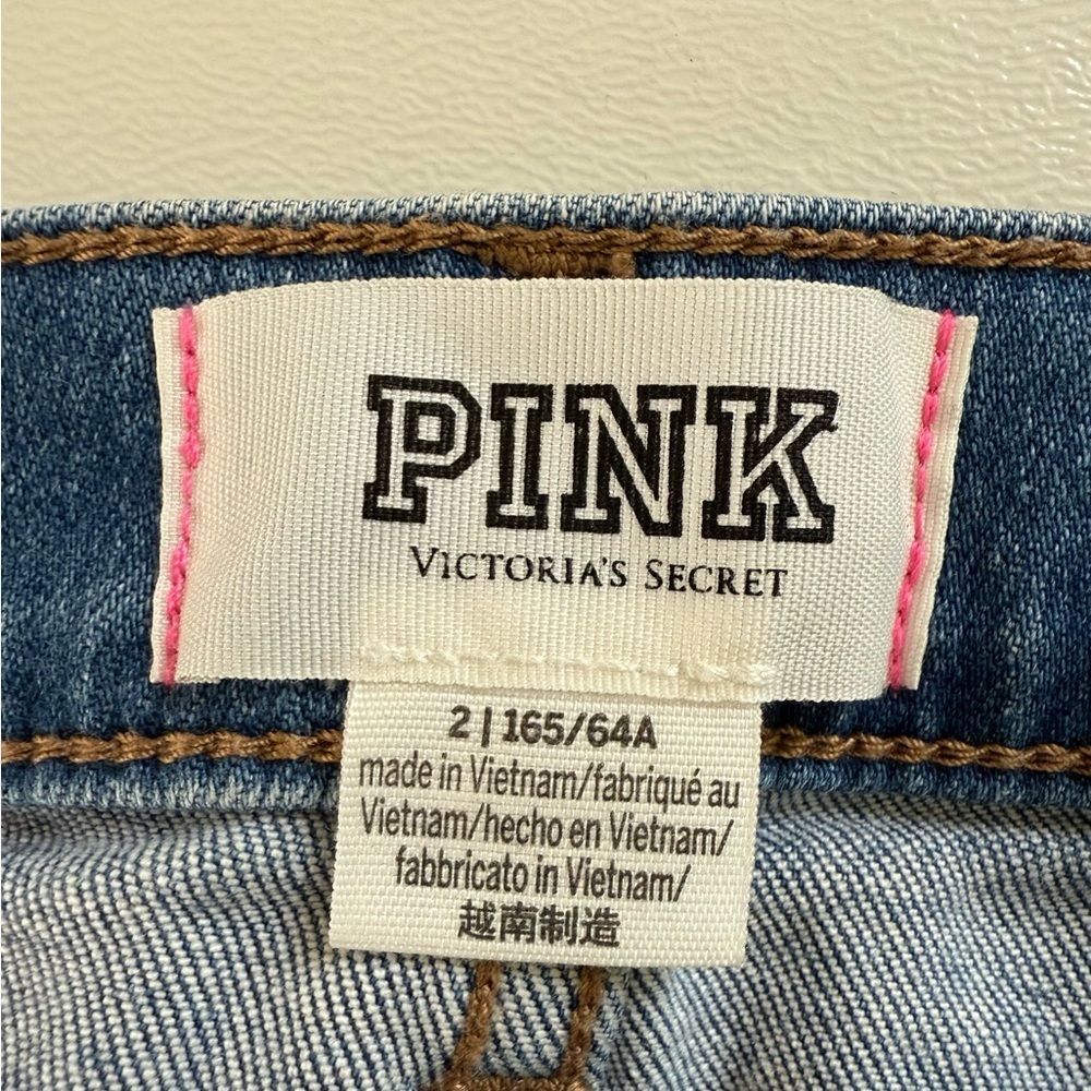 PINK Victoria’s Secret High Rise Destroyed Cut Off Jean Shorts Size 2 - Picture 6 of 9